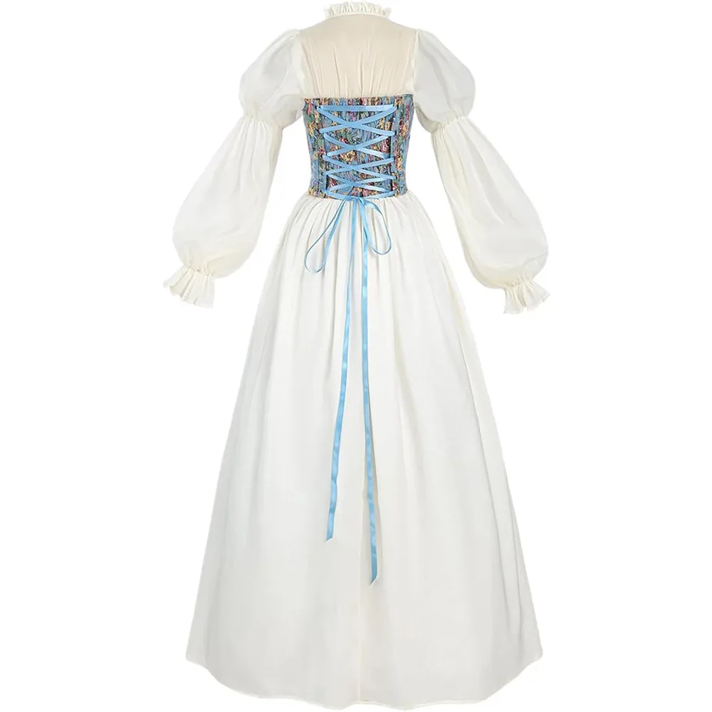 Vestido gótico medieval para mulheres, vintage, manga longa, vestido de querida, vestidos em corte, banquete formal, baile e festa