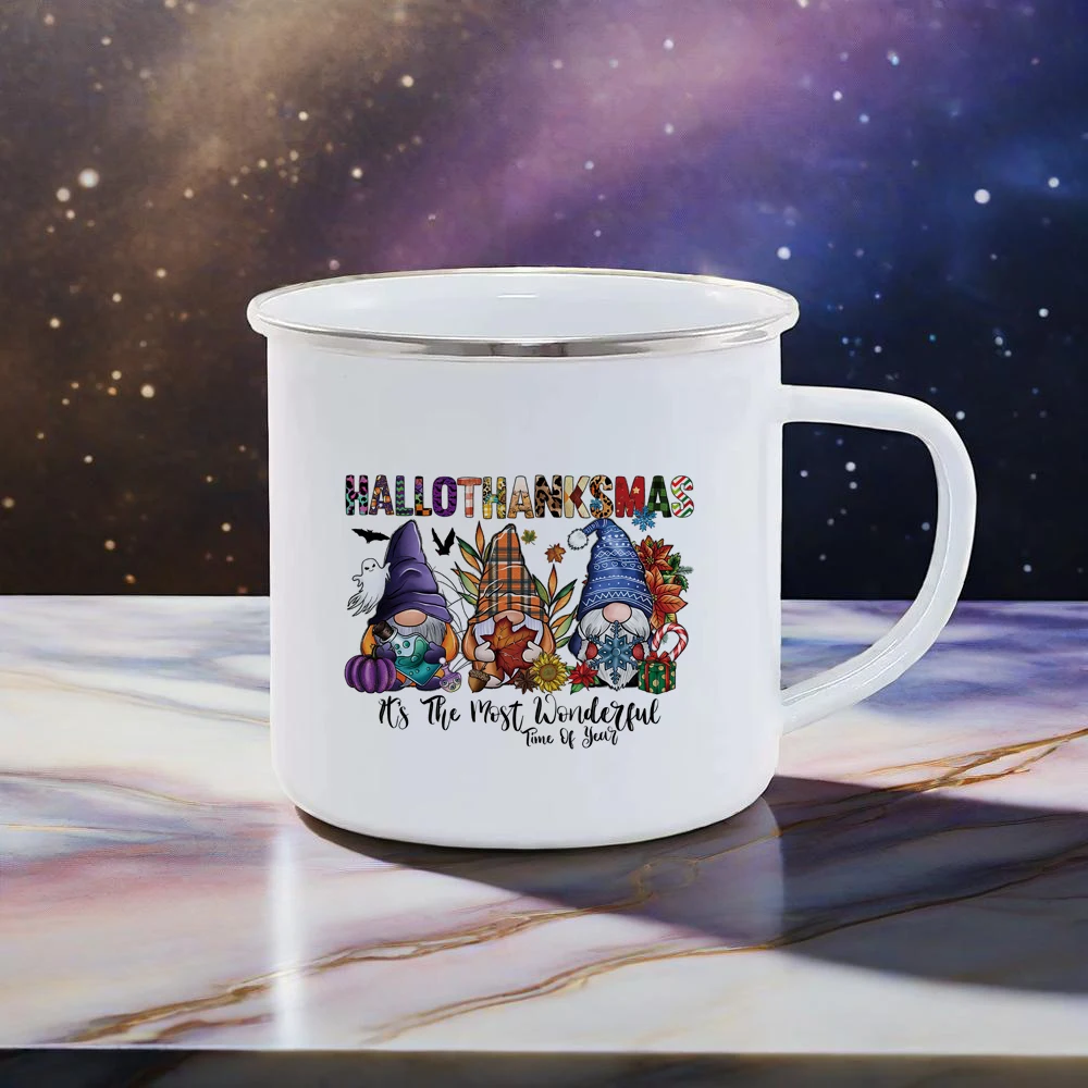 

Halloween Themed Coffee Mugs Cute Dwarf Drinkware Pumpkin Painting Enamel Mug Milk Cola Cups Holiday Gift Favorite Dural Use Bar