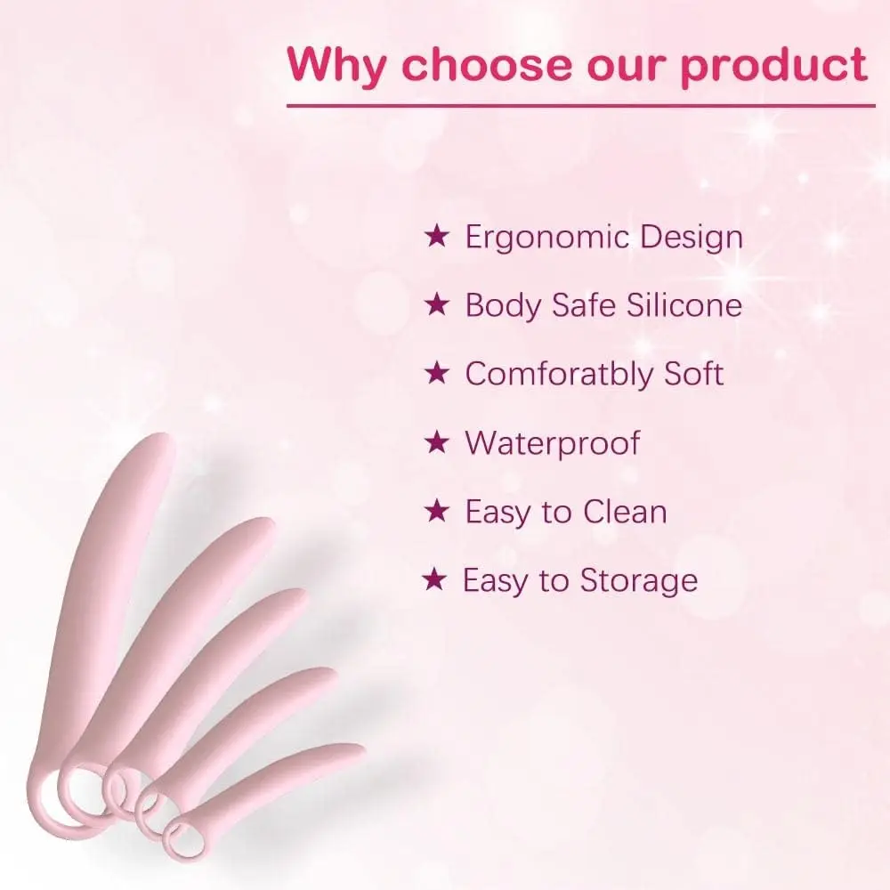 QoQiu 5-Pack Silicone Pelvic Floor Muscle Dilator Trainer Set，Pelvic Wand Massager for Women，Pelvic Floor Muscle Trainer, Pelvi