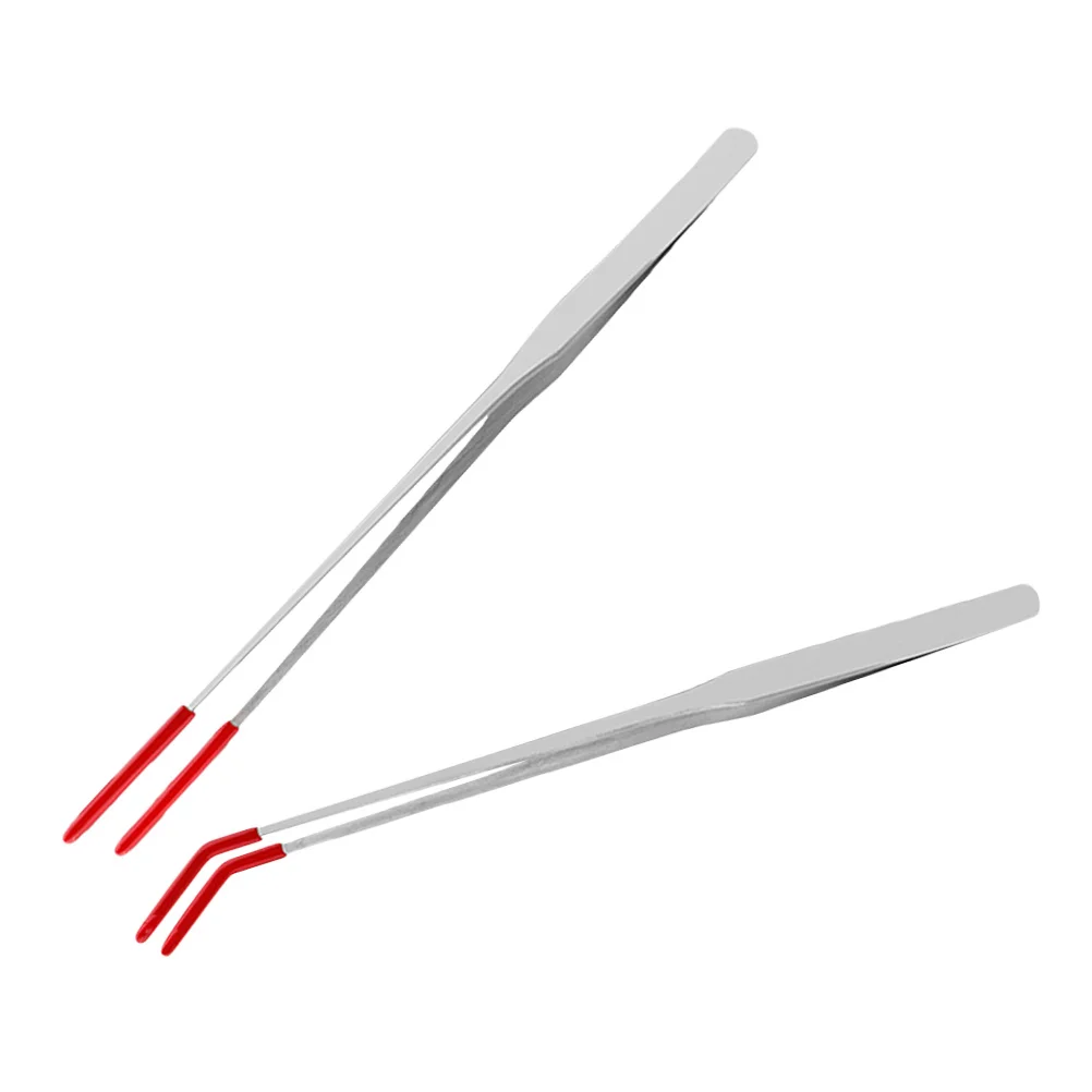 

2Pcs Stainless Steel Reptile Feeding Tongs Pet Feeding Tweezers Straight Curved Tips Feeder Tool for Lizards Snakes Aquarium