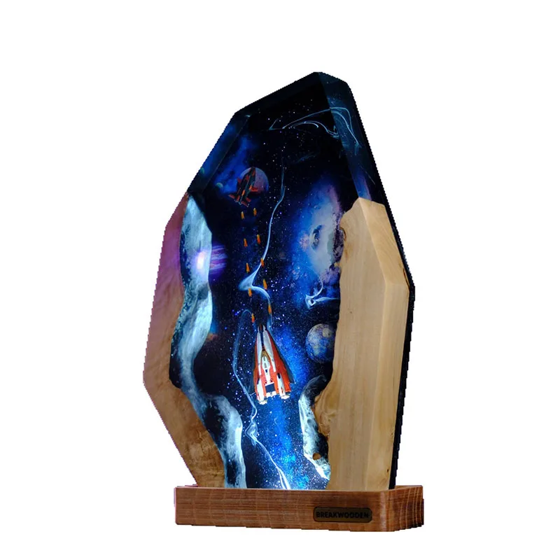 Lampe de Table en résine, organisme de guerre interstellaire, Art créatif, lampe de décoration choquée, thème vaisseau spatial, veilleuse, Charge USB
