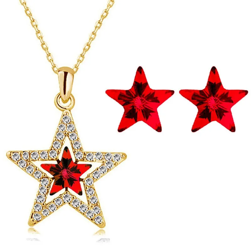 جودة كريستال نمساوي خمسة نقاط قلادة قلادة القرط مجوهرات الأزياء setlover هدية سحر الصيف فتاة brithday wed