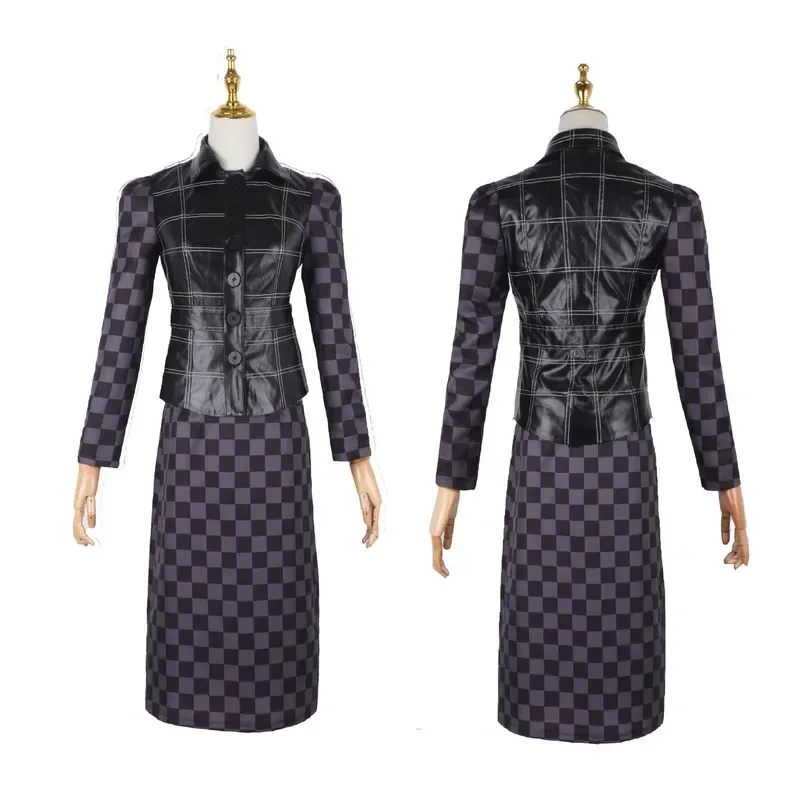 Girl movies Cruella cosplay costume adult women dress Halloween 101 daltics black white clothes