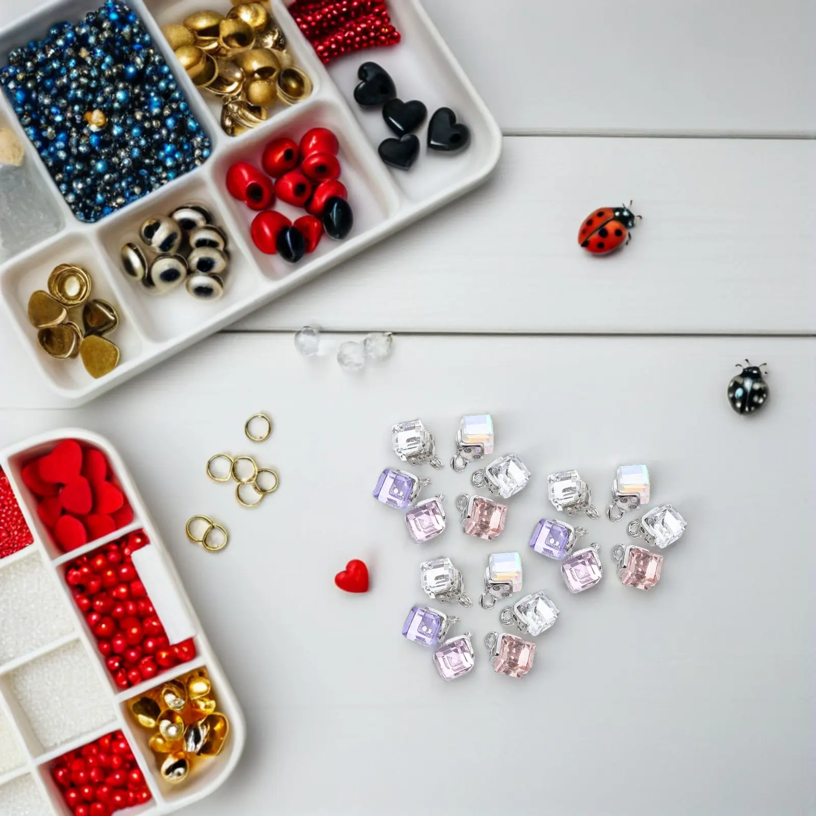 

60Pcs Crystal Pendant Charms Cube Loose Beads Jewelry Connectors Necklace Earrings Bracelet DIY Craft Charms Small Pendant