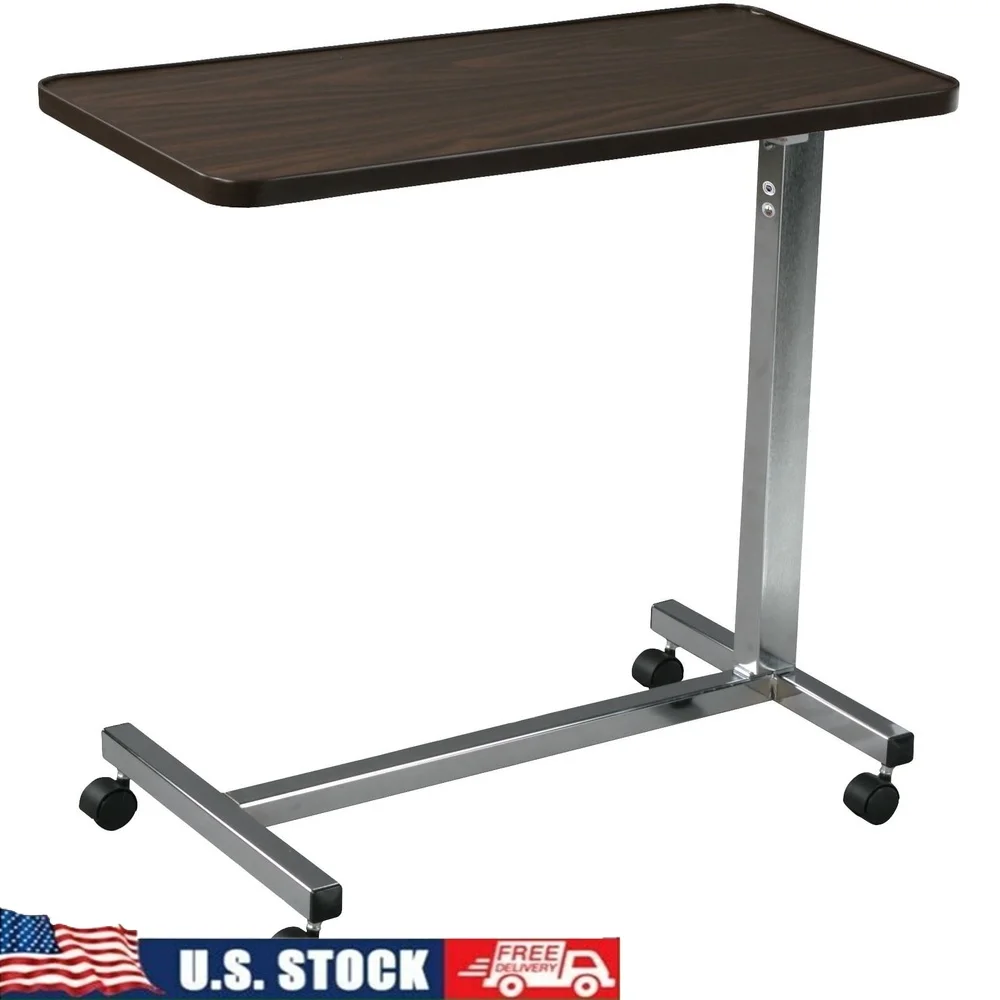 

Non Tilt Overbed Table Adjustable Height Mobile Bed Table with Swivel Casters Sturdy H-Style Base Easy Maneuverability