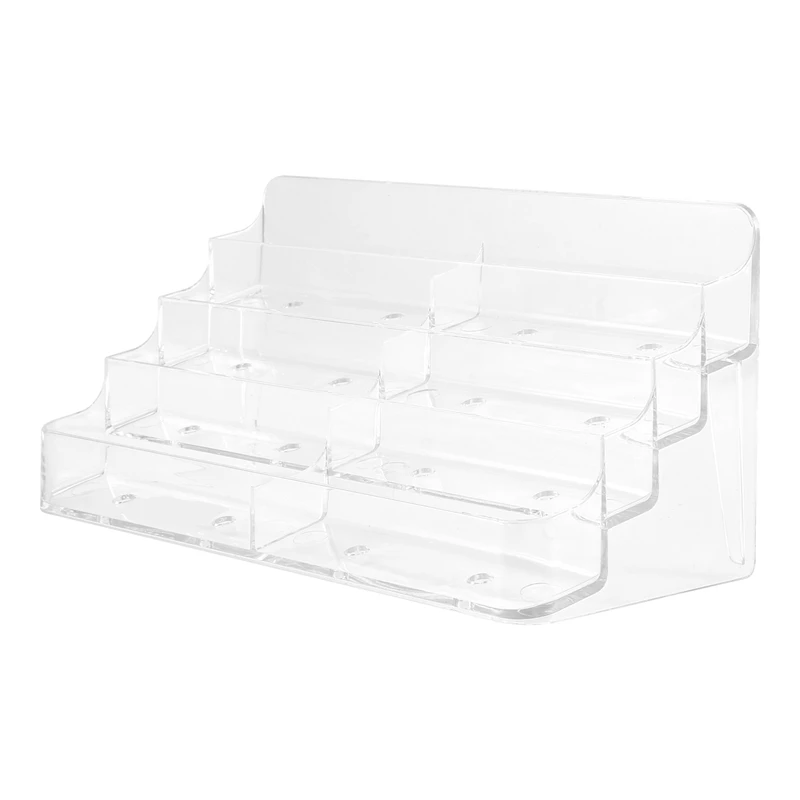 ABWR-Business Card Holder, 8 Pocket Acrylic Business Card Holder For Desk Business Card Stand Desktop Business Card Holders