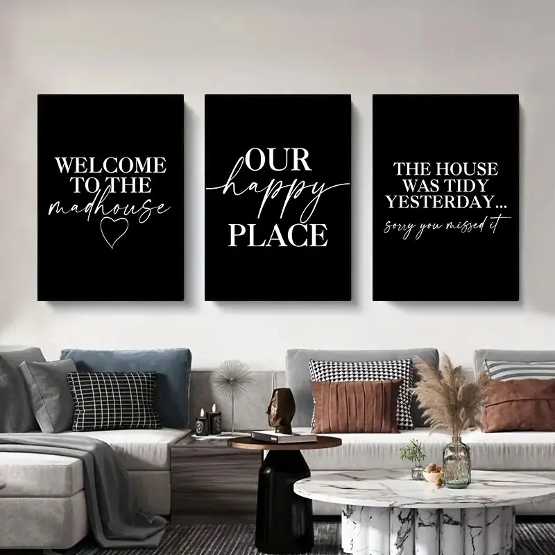 ​​Simple Black White Family Style Quotes Canvas Art Poster Prints Modern Interesting Wall Decor for Living Room Bedroom