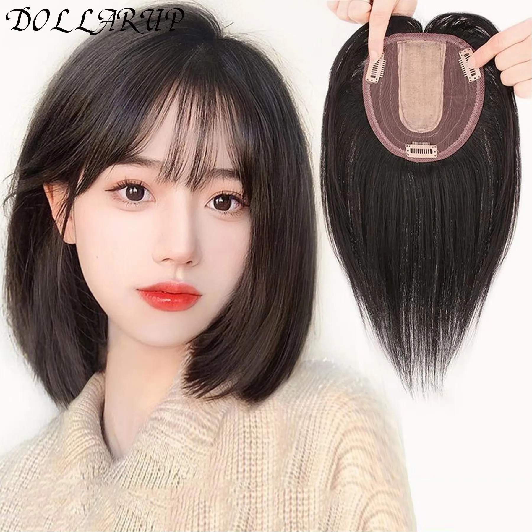 JKL 3D Bangs Invisible Seamless Head Hair Water Ripple Hair Air Bangs Head Overhead Natural Invisible Replacement Cover White