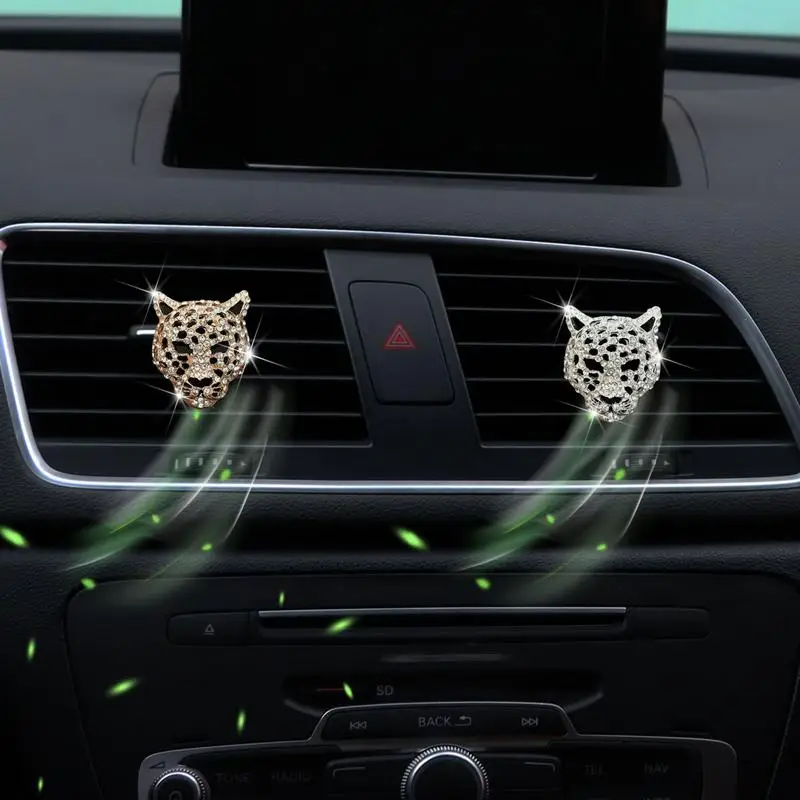 Leopard Air Freshener Car Crystal Car Outlet Perfumes Diffuser Clips Elegant Lovely Car Dashboard Charm Car Interior Decoration