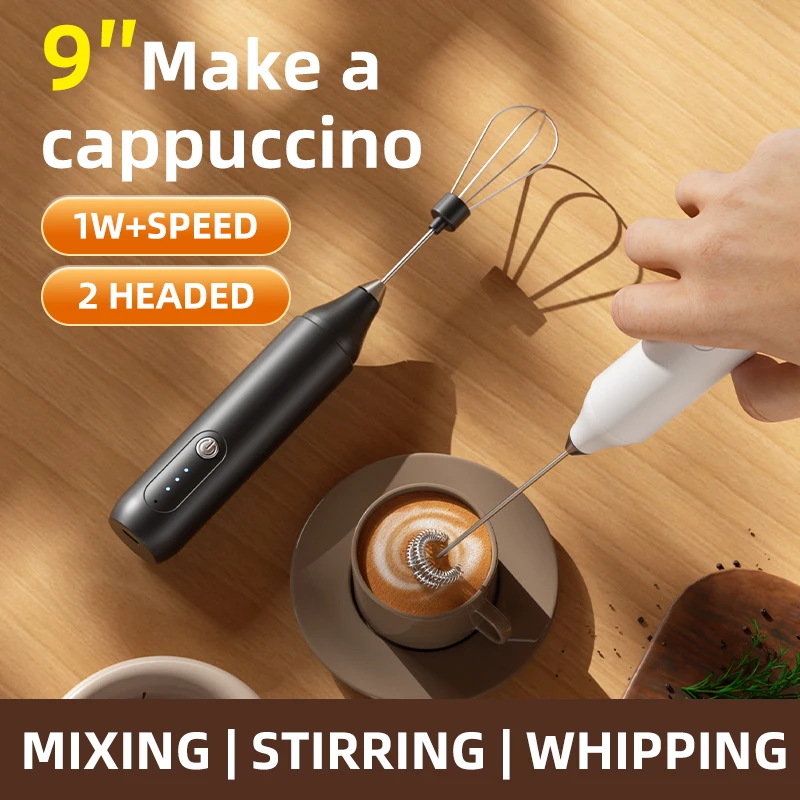 USB Rechargeable Electric Handheld Egg Beater, Small Cream and Egg Frother, Milk Frother, Coffee Stirrer, Outdoor Food Mixer, Single-Head Adjustable Milk Frother, Essential Kitchen Tool
