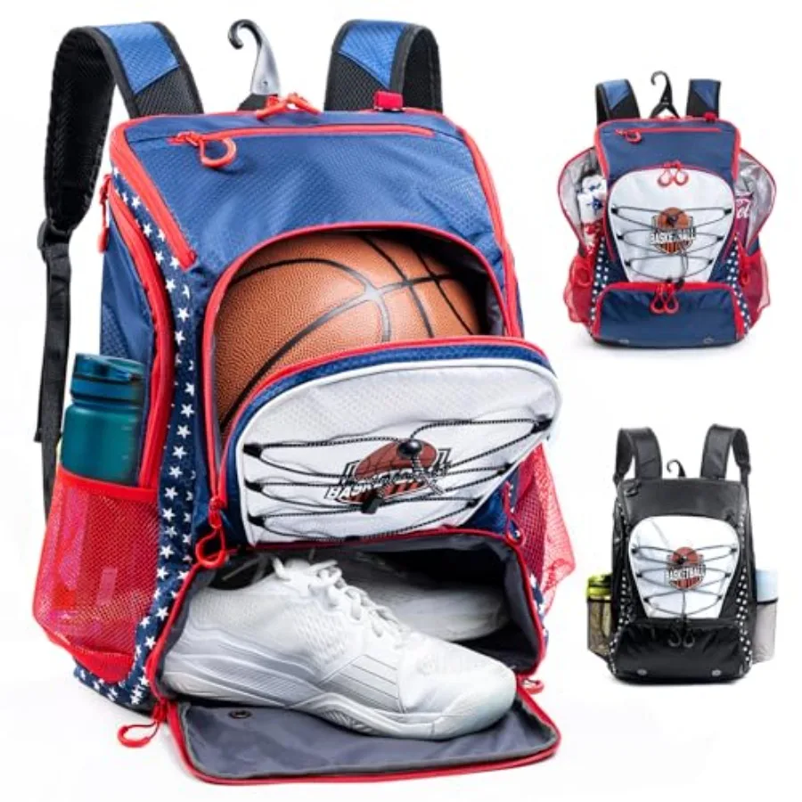 

Basketball Backpack with Ball and Shoes Compartment - 30L Capacity Sports Bag Basketball Accessories Bag Lightweight Breathable