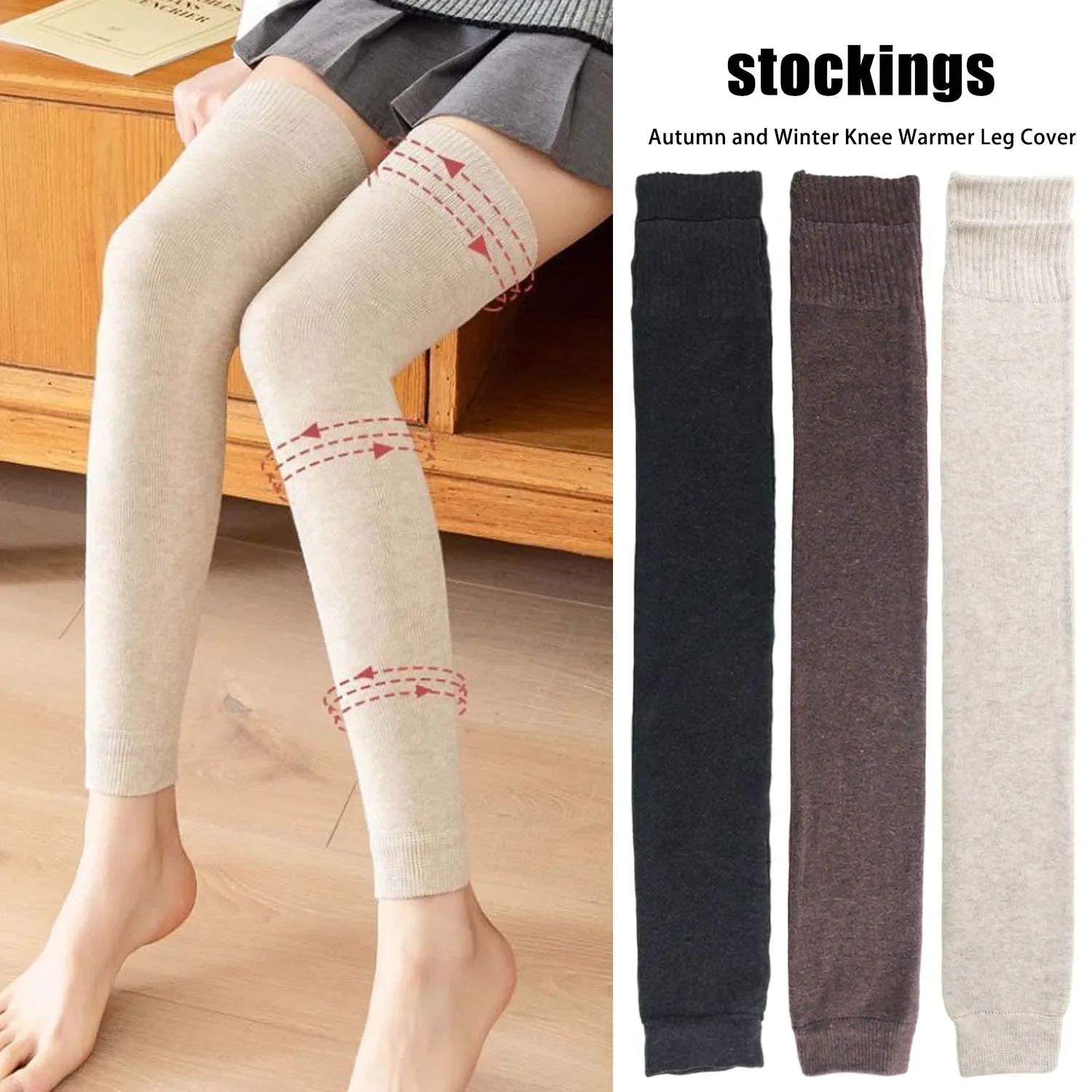 Femmes genouillères hiver confort tricoté chaussettes de genou poignets thermiques chaud Plus velours longue jambe chaussette botte manchette genou haute longue chaussette