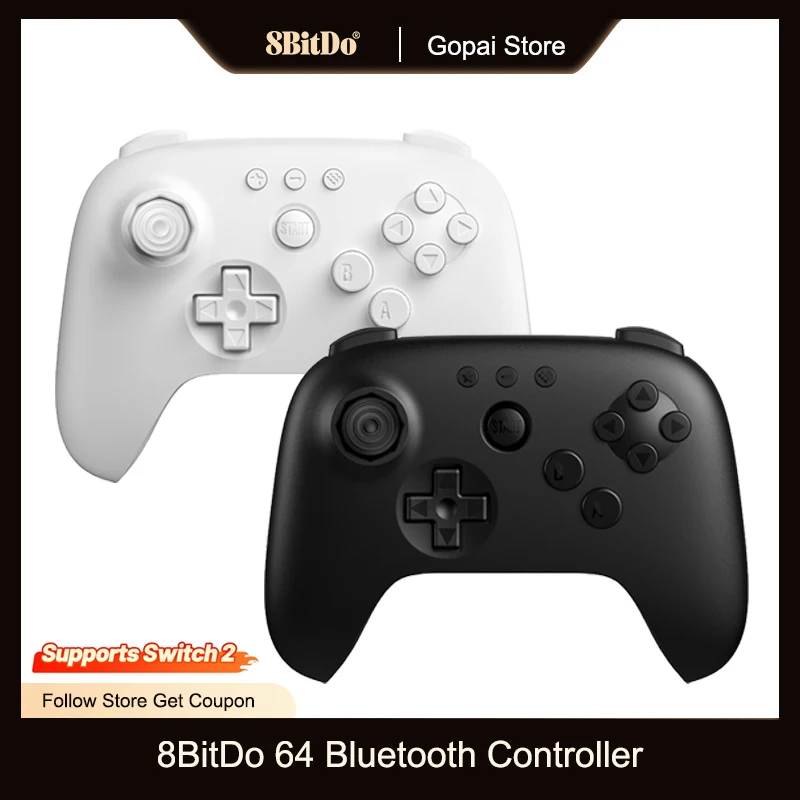 8Bitdo 64 وحدة تحكم بلوتوث Gamepad لـ Analogue 3D، Nintendo Switch / Switch 2، PC، Windows، وAndroid Gamepad