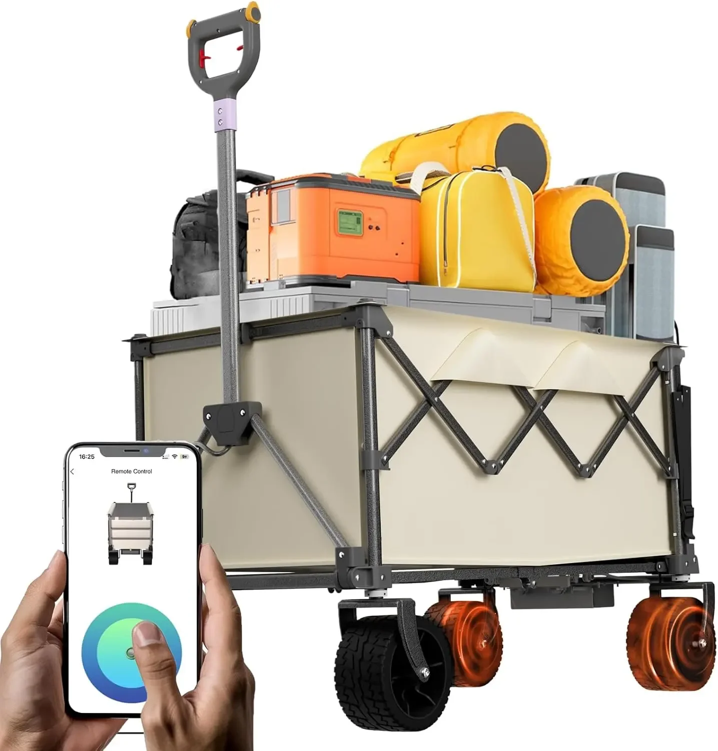 

2025 New Electric Power Outdoor Beach Camping Wagon Cart Trolley Garden Trail Foldable Collapsible Folding Utility