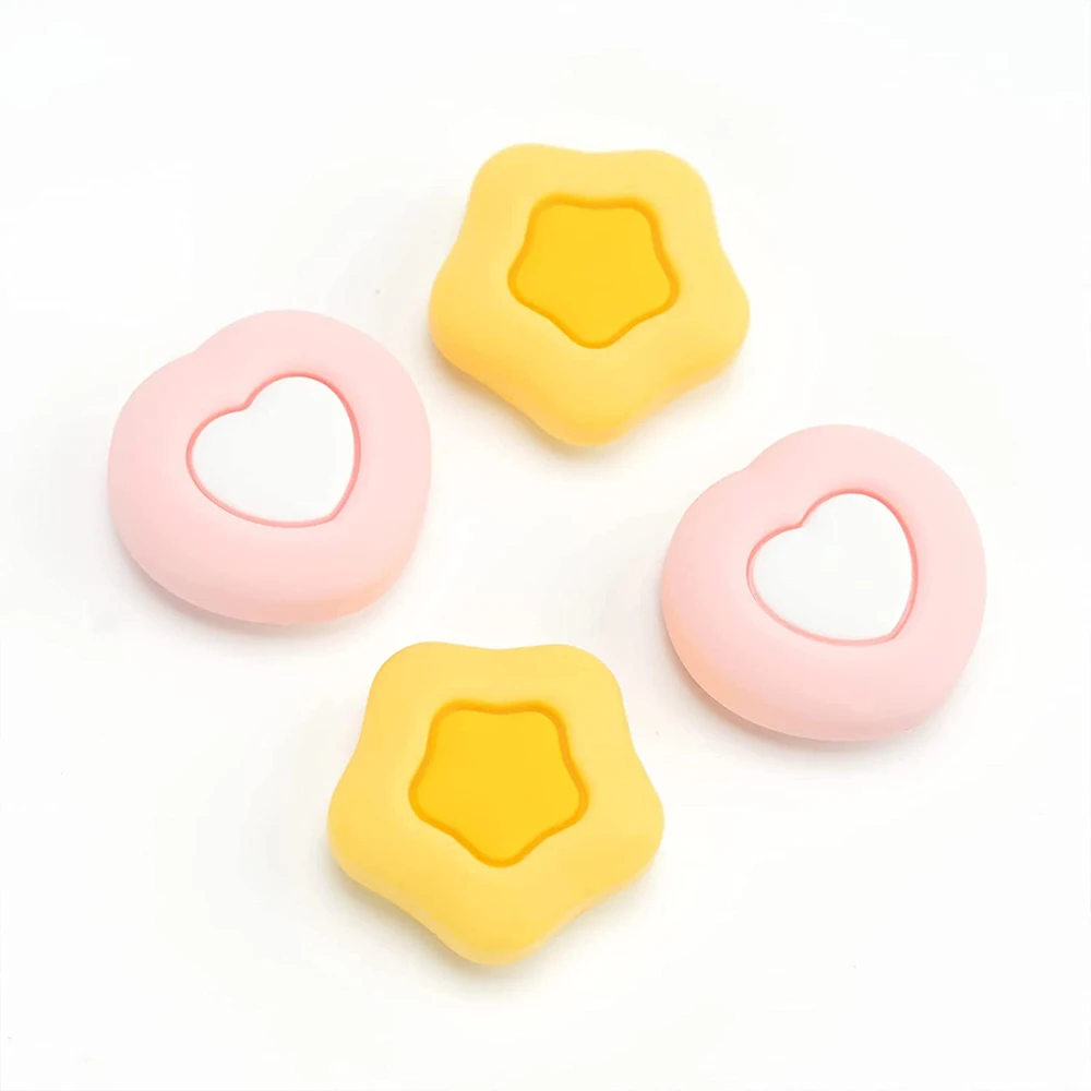 4pcs Cute Star and Heart Silicone Thumb Stick Grip Caps Compatible with Nintendo Switch OLED/Switch Lite/Switch Protective Cover