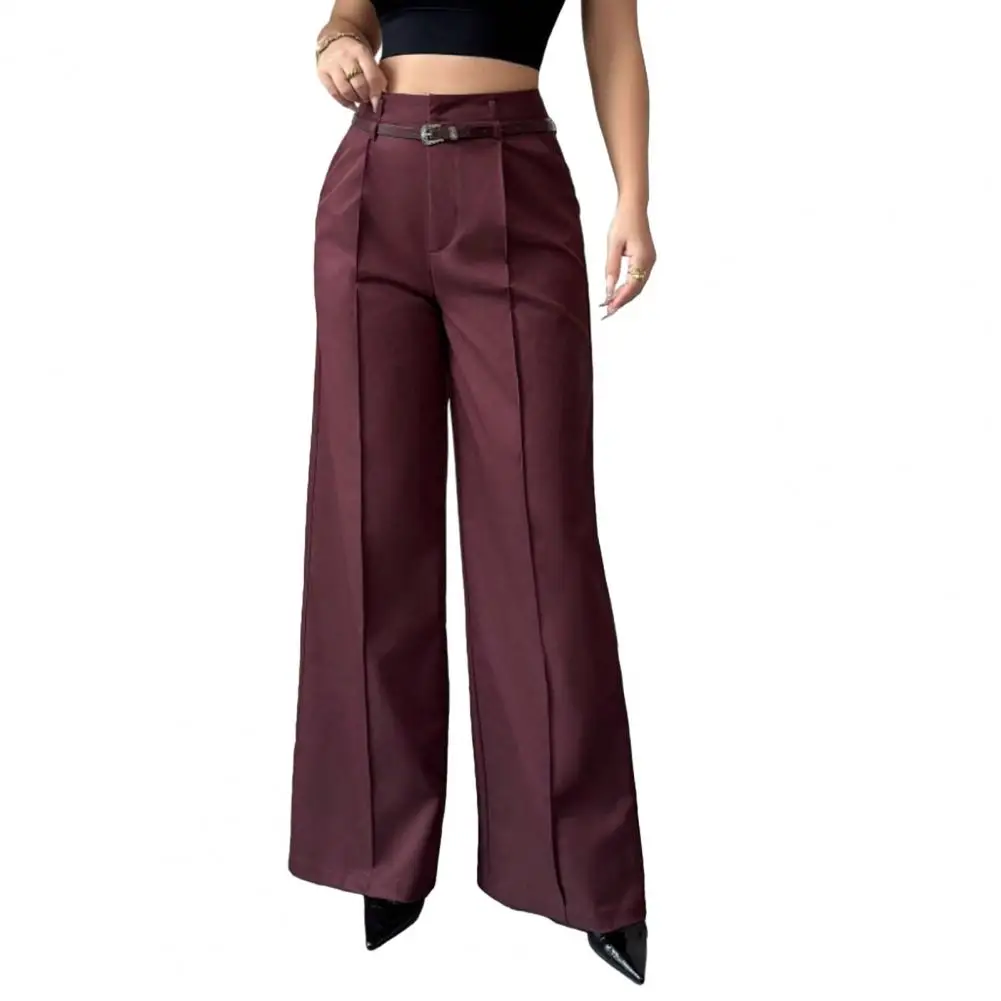 

High Waist Pants Comfortable Breathable Slim Fit Straight Leg Trousers Fashionable Commuting Pants Vacation Travel Work Wear