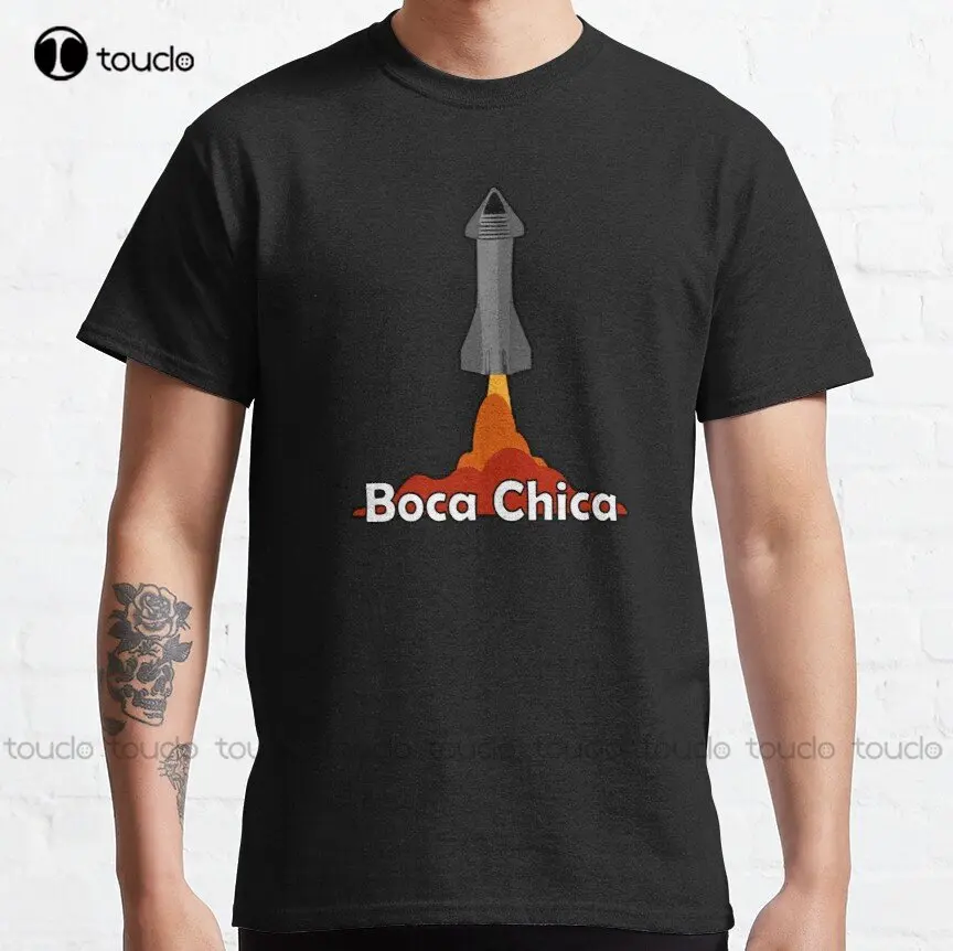 Boca Chica Home Of Starship Classic T-Shirt Mens Fishing Shirts Fashion Design Casual Tee Shirts Tops Hipster Clothes Xs-5Xl New