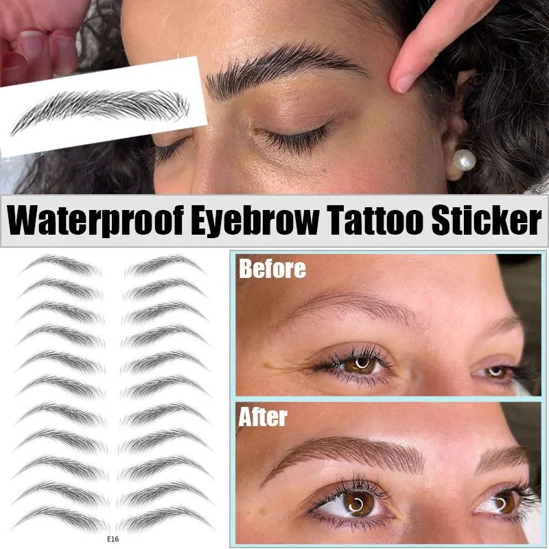 6D Hair-like Eyebrow Sticker Water-based Brow Tattoo Stickers Long Lasting Waterproof Nutural Enhancers False Eyebrows Cosmetics