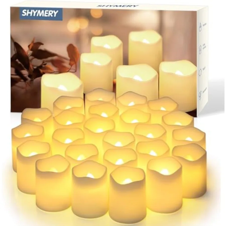 Flameless Votive Candles, Flameless Flickering Electric Fake Candle, 24 Pack 200+Hour Battery Operated LED Tea Lights in Warm W