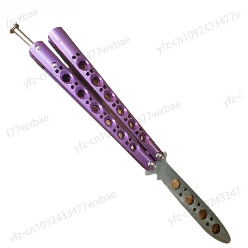 T4 Titanium Handle 440C Blade Bushing System Tool Knives Theone Classic Butterfly Trainer Knife BM40 Purple Gradient Colorful