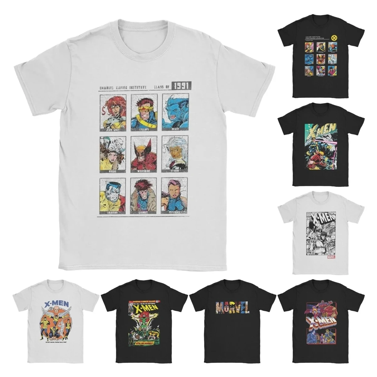 

Novelty X-Men Charles Xavier Institute T-Shirts Men Cotton T Shirts Class Of 1991 Yearbook Short Sleeve Tee merchandise