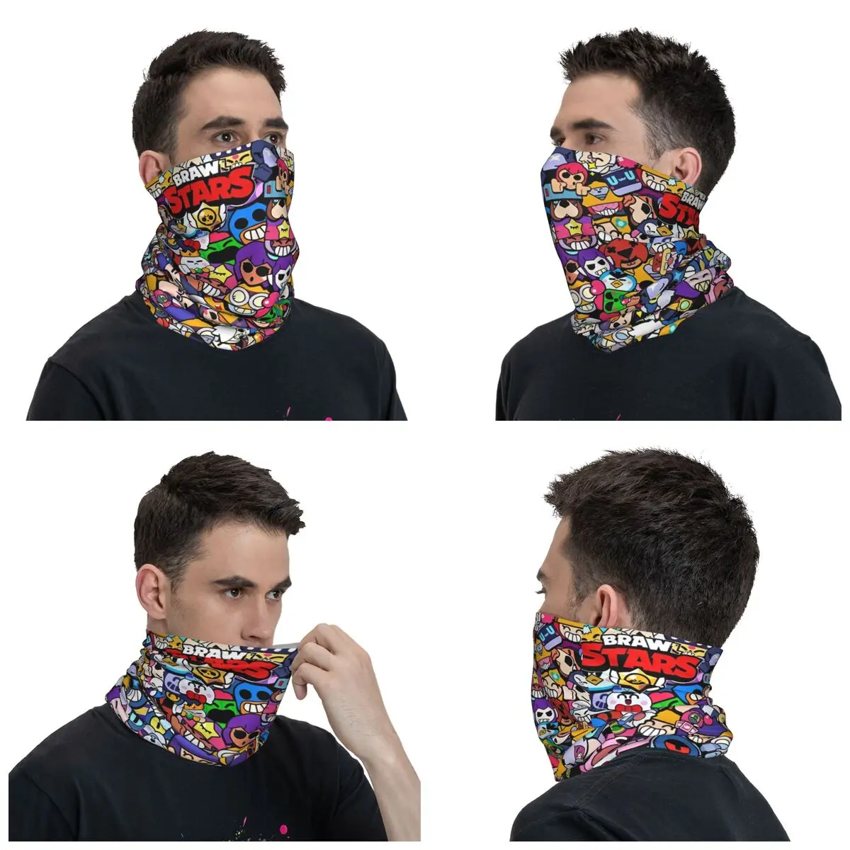 Brawlls Collage Bandana Neck Cover Printed Game Cartoon Wrap Scarf Multi-use Headwear Fishing Unisex Adult Washable