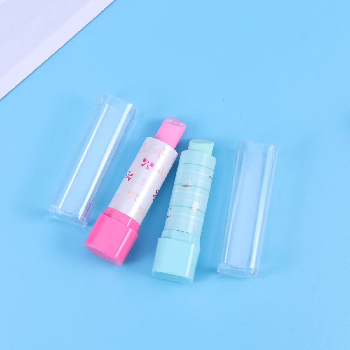 10pcs Lipstick Shaped Premium Stationery Creative Pencil Gift For Students Novelty Eraser Colorful Lipstick