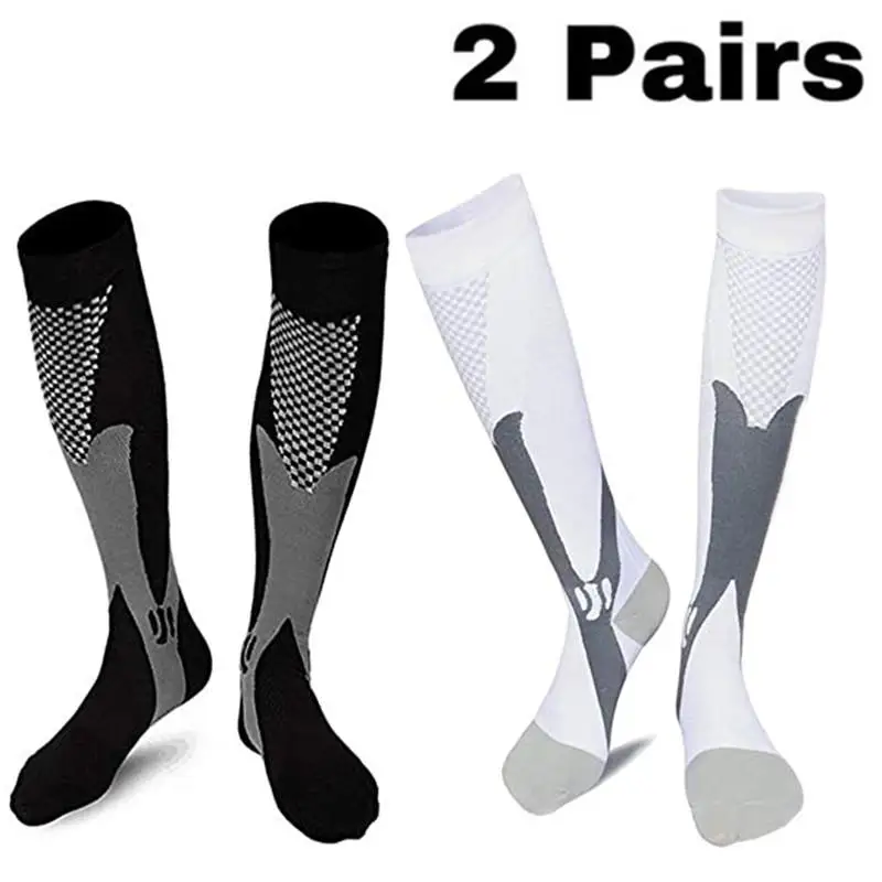 2/3/4 pary bieganie męskie skarpetki uciskowe Fit żylaki piłka nożna piłka nożna pończochy 30 Mmhg sportowe mężczyźni kobiety skarpety sportowe