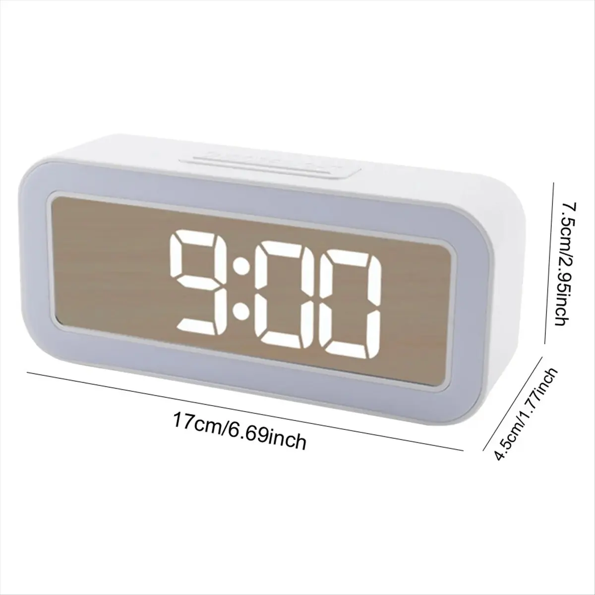 618 Mega Sale-Mirror Night Light Alarm Clock Simple LED Digital Clock Student Loud Volume Bedside Clock Desktop Temperature Cloc