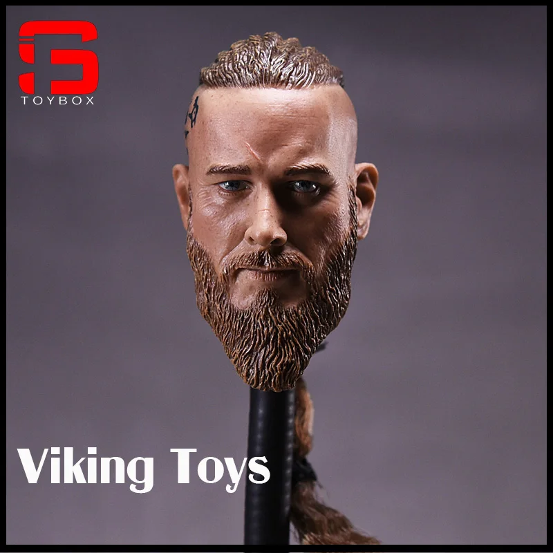 Auf Lager 1/6 Viking männliche Kopfskulptur mit Zopf Viking Militär antikes Thema Kopfschnitzmodell für 12" Actionfigur Körper