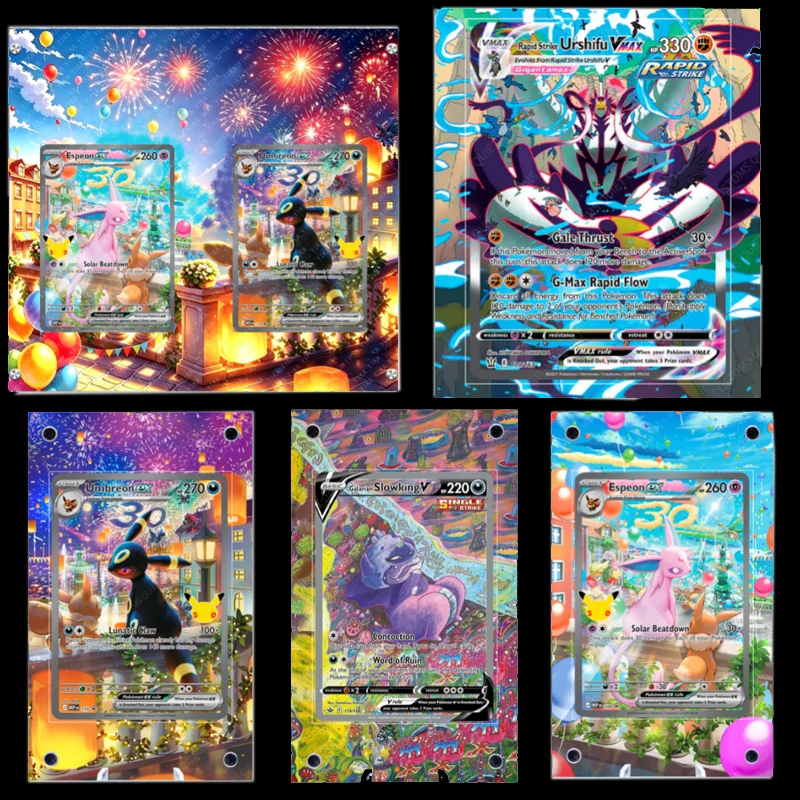 caixa-de-exibicao-acrilica-anime-ptcg-para-umbreon-bulbasaur-espeon-popplio-tcg-pokemon-ilustracao-do-30º-aniversario-caixa-de-armazenamento-para-cartas-raras