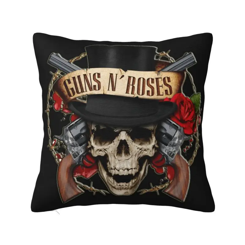 

Style Guns N Roses Bullet Logo Cushion Covers Polyester Heavy Metal Pillow for Sofa Square Pillowcase Living Room Decoration