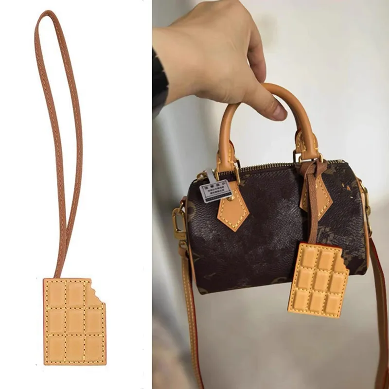 Genuine Leather Chocolate Bag Pendant For LV Handbag Ornament Keychain Decoration Holder Gift Bag Charm Accessories