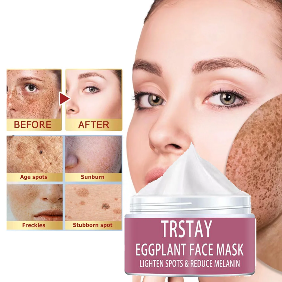 

TRSTAY eggplant facial mask desalinates spots, reduces , moisturizes skin