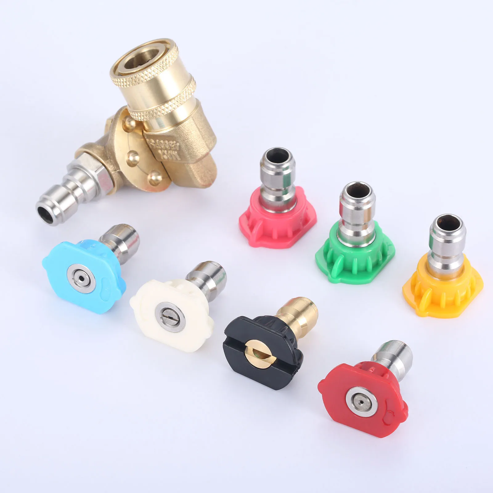 8Pcs/set Universal Power Pressure Washer Spray Nozzle Tips w/Quick Connect Pivot Adapter Coupler 180 Degrees w/5 Rotation Angles