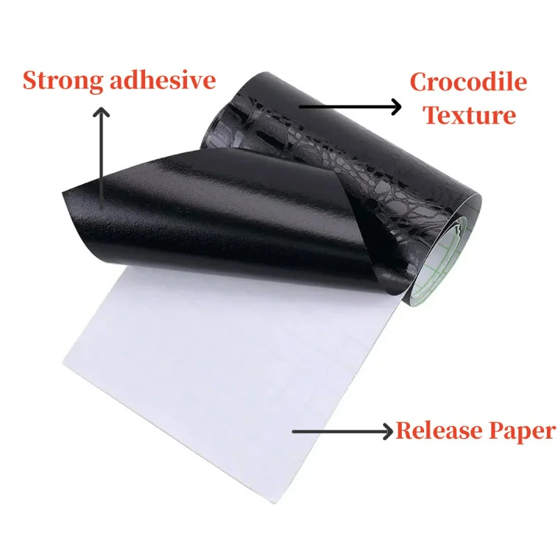 1 Roll Crocodile Texture Leather Fabric Sticker, Automotive Interior Self-adhesive Leather Patchs Repair, DIY Tape Leathercraft