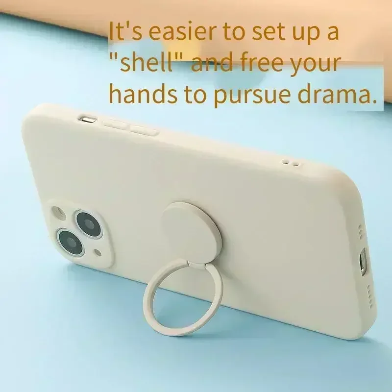 360 Finger Ring Square Silicone Case For Huawei P50 P40 P30 P20 Lite Pro Coque Phone bracket Cover