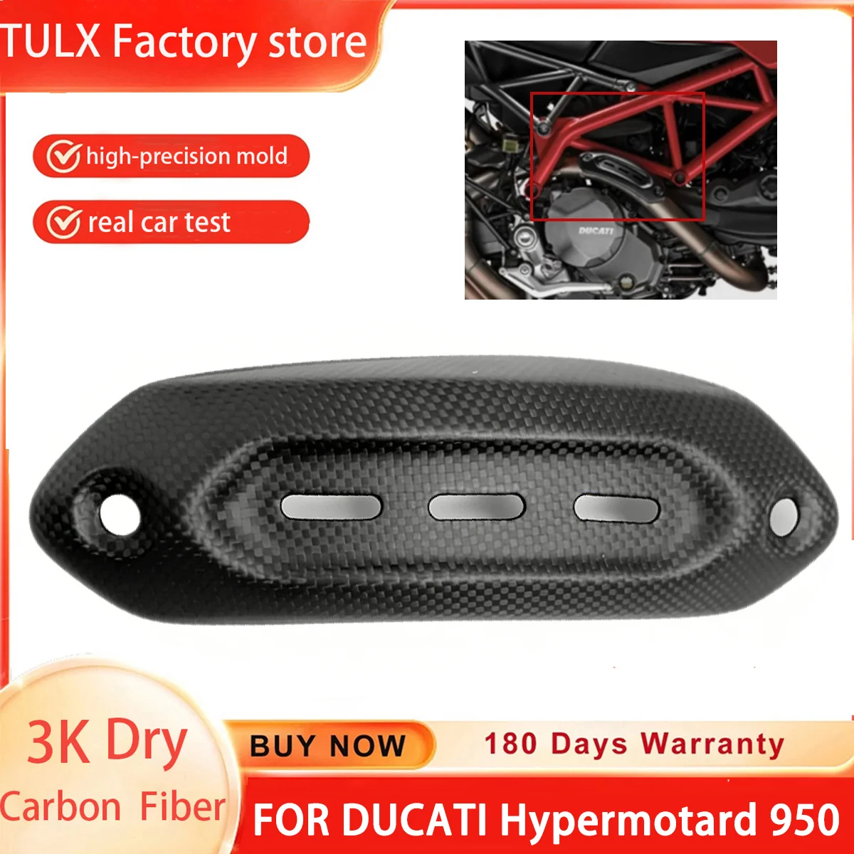 

3K Carbon Fiber Exhaust Cover For DUCATI Hypermotard 950 2019 2020 2021 2022 2023 2024 Motorcycle Accessories