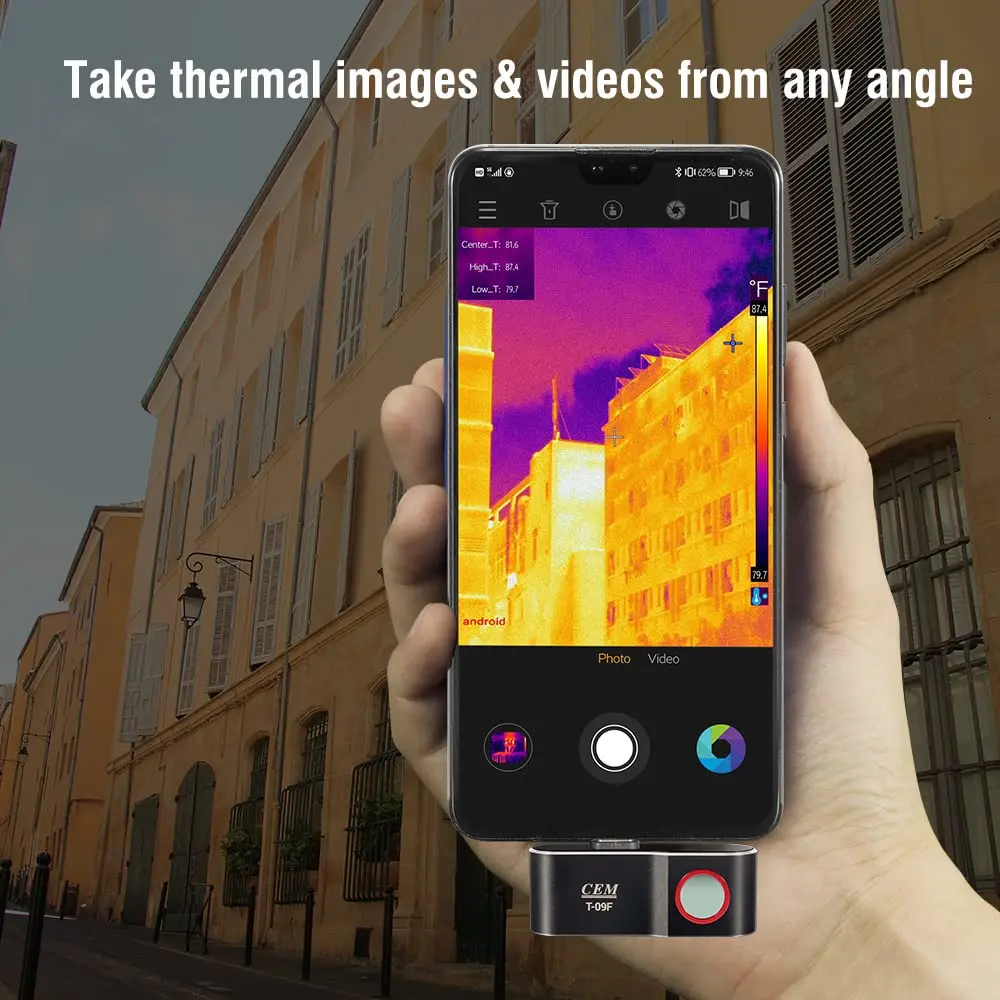 2024 Newest Thermal Camera Android, , 9 Color Palettes,Thermal Camera for Smartphone 120X90 IR/25HZ Infrared Thermal Imager