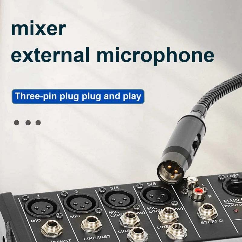 Mikrofon DJ dinamis profesional dengan saklar, Mikrofon untuk Mixer khusus Disc berbunyi KTV Bar leher angsa mikrofon DJ