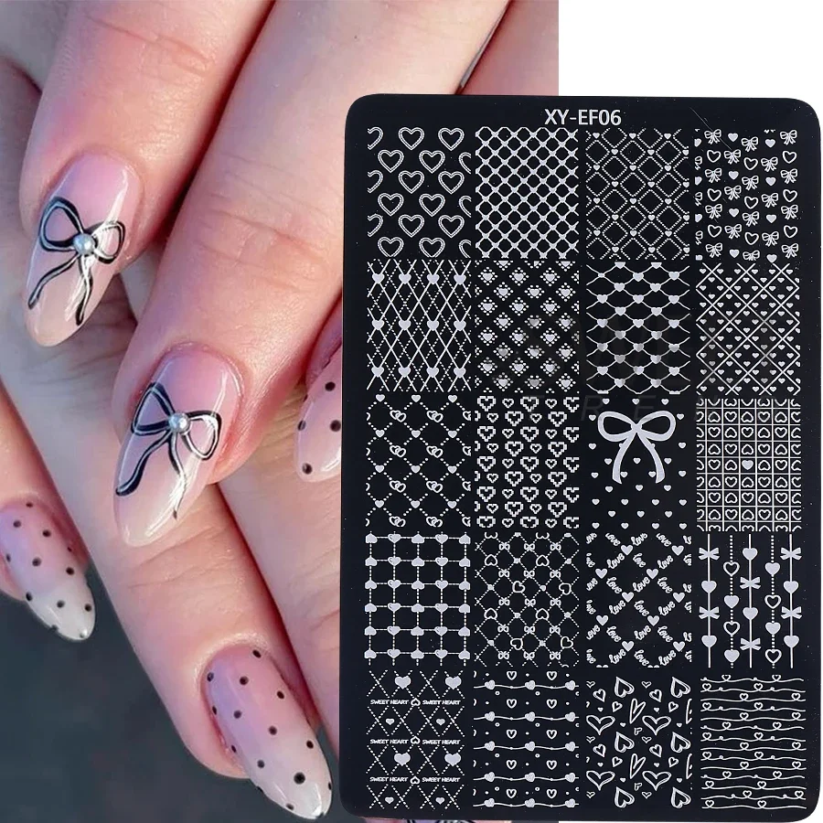 Lace Flower 3D Nail Art Stamping Plate Bow Heart Line Butterfly