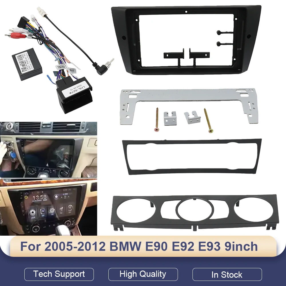 Radio para Auto de 9 Pulgadas con Pantalla Android, Reproductor de DVD, Estéreo, Audio, Multimedia, Video, Marco, Cables y Arnés para BMW E90 E92 E93 2005-2012