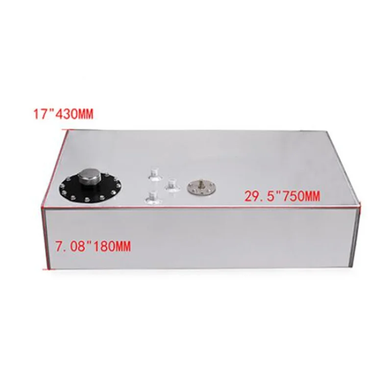 68L Rectangular Auxiliary Fuel Tank 17 Gallon Aluminum Alloy Fuel Cell Fuel Tank with Cover and AN8 Welding Fittings