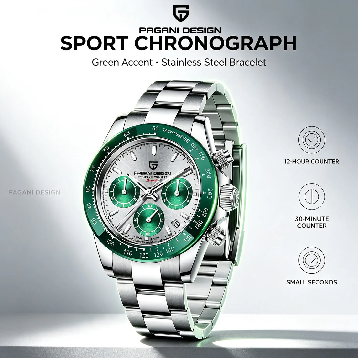 PAGANI DESIGN PD-1644 Meteorite Dial Fashion Men Quartz Wristwatches 100M Sapphire Glass Chronograph relogio masculino