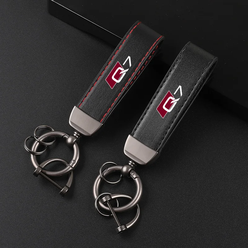 Deluxe Leather Keychain with Car Badge Keychain Pendant For AUDI Q7