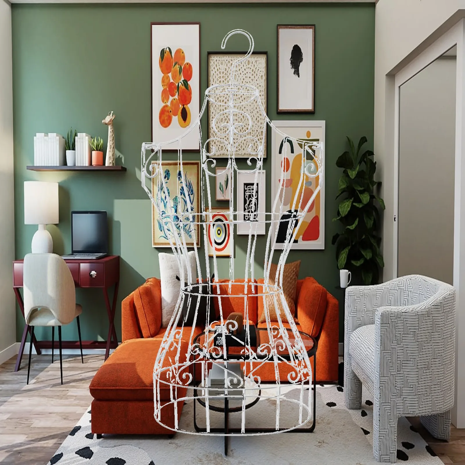 Wall Mounted Female Torso Mannequin Metal Wire Body Form Display Stand for Boutique Window Dresses Photography