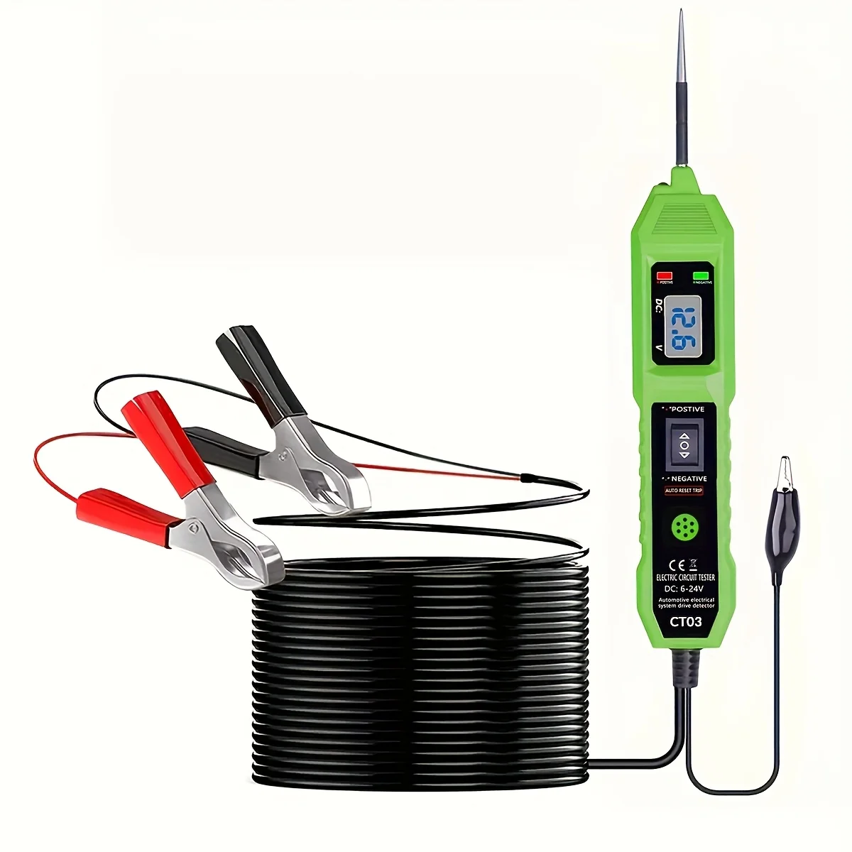High-Performance Multifunctional Automotive Circuit Tester and Drive Detector - Digital Display, Adjustable Resistance, Ergonomic Design, for Electrical System Diagnostics, Circuit Switch Inspection, Vehicle Maintenance (Ct03), Circuit Detector, Ergonomic Design, Durable Abs Material