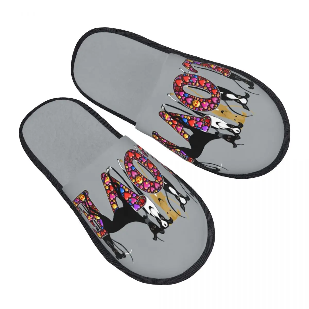 Custom Love Hounds Memory Foam Slippers Women Comfy Warm Greyhound Whippet Sighthound Dog House Slippers