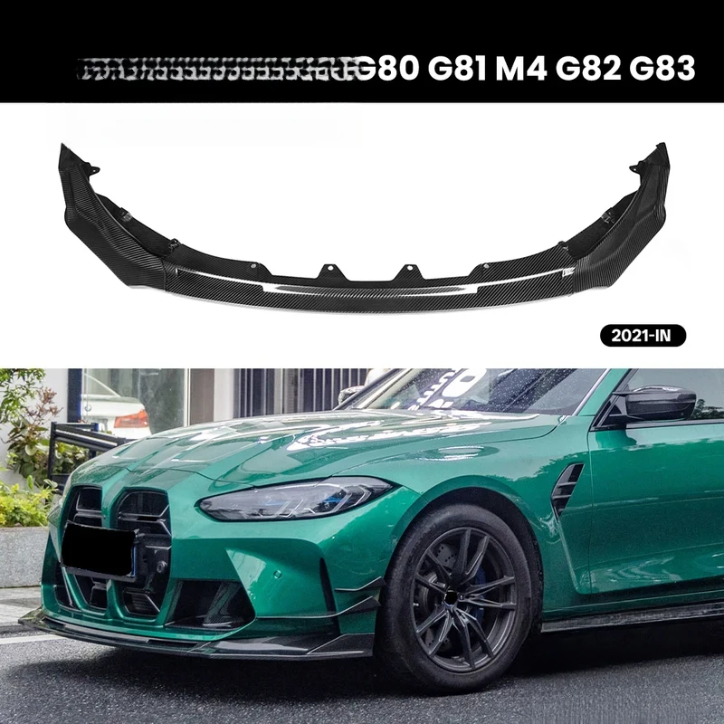 

For M3 G80 G81 M4 G82 G83 V Style Real Dry Carbon Fiber Front Diffuser Bumper Lip Sp 2021-IN