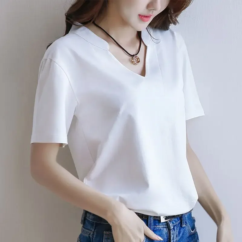 Women's T-shirt Cotton Summer Outfit Baggy Short Sleeve Top Female Trending Clothing Youthful Woman Clothes Yk2 Korean Fashion